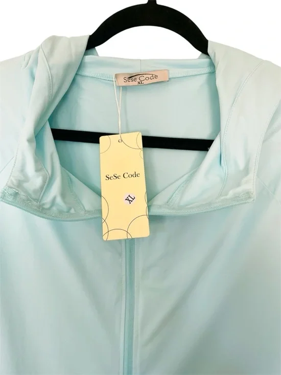 SESE CODE Aqua Light Blue Zip Up Hoodie Lightweight Eye Mask XL - Picture 6 of 11